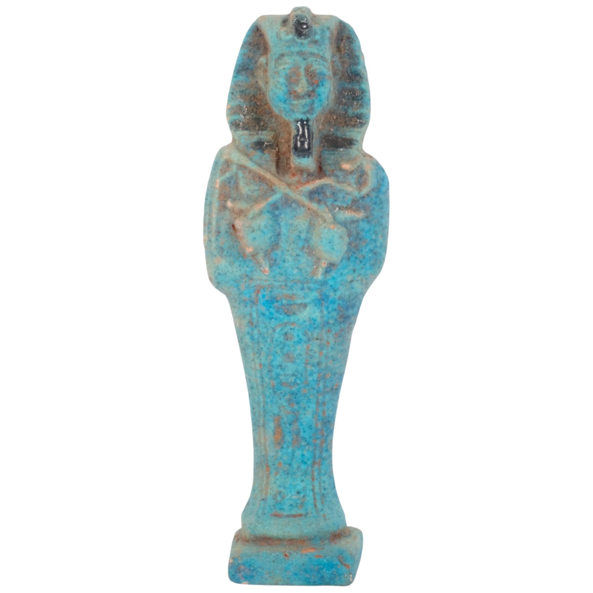 An Ancient Egyptian turquoise faience ushabti, L13cm