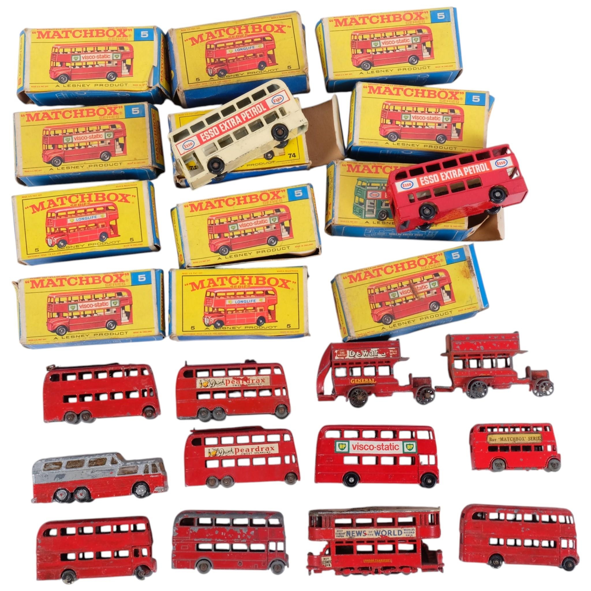 A selection of Matchbox miniature buses, some boxed, examples including ...