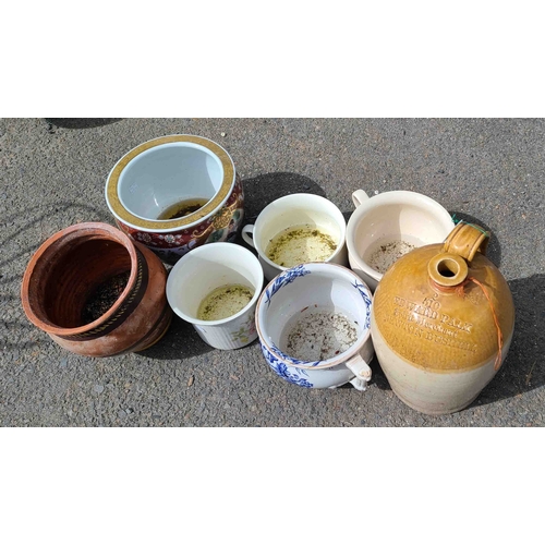 14 - A large glazed stoneware spirit bottle marked for 'Edward Palk, Newton Bushell' - sold with a Chines... 