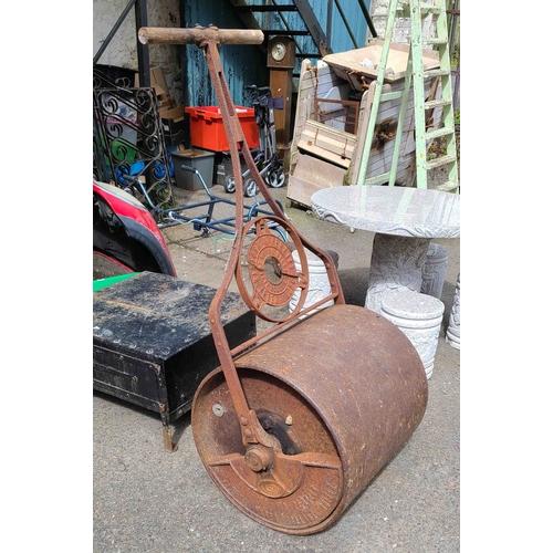 17 - A large old cricket pitch roller