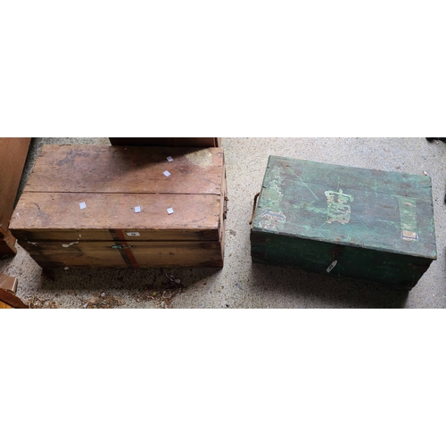 19 - Two old wooden storage boxes