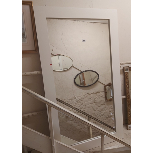 355 - A large modern white painted framed oblong wall mirror - 1.52m X 87cm