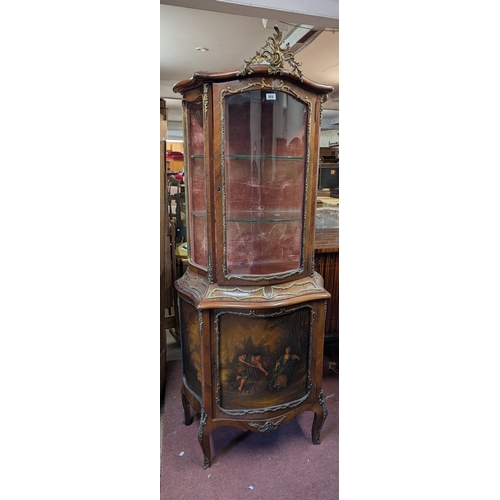 312 - A 70cm early 20th Century French kingwood herringbone veneered and ormulu mounted serpentine fronted... 