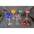 A set of six Bohemian glass hocks with cased and cut 'harlequin' bowls ...
