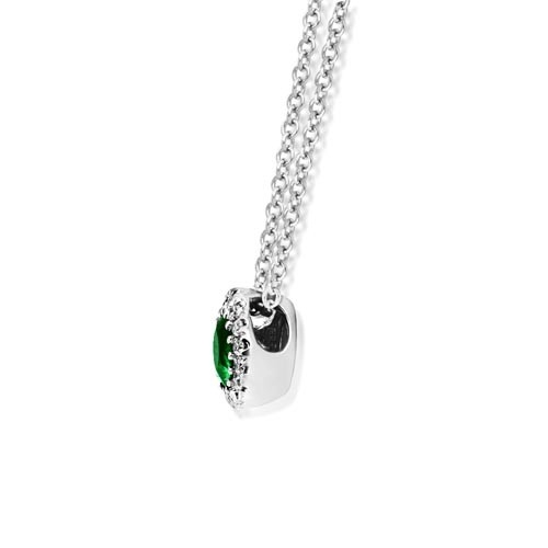 Emerald Necklace set with 0.15ct. emerald and 0.04 ct. diamonds. This