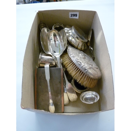 299 - Collection of assorted Silver inc. Cigarette Case, Flatware, Cruet Set etc. 700g + Total weight