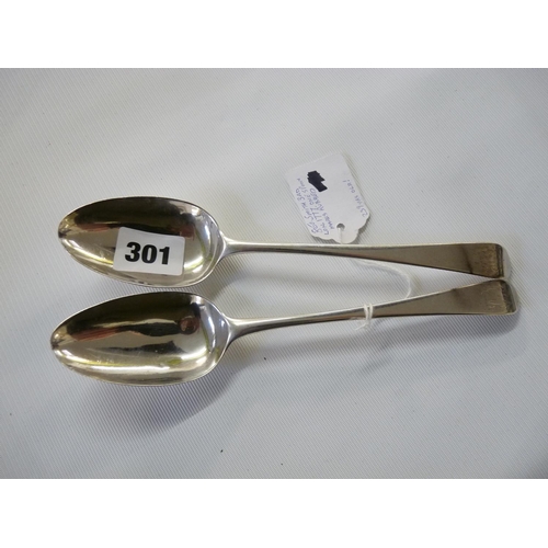 301 - Pair of Silver Spoons London 1777, 117g total weight