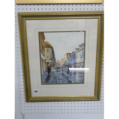 361 - Framed watercolour of St Ives Near Woolworths signed R M Bolton 1994