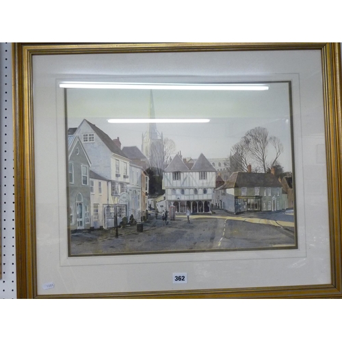 362 - Framed watercolour of Thaxted unsigned