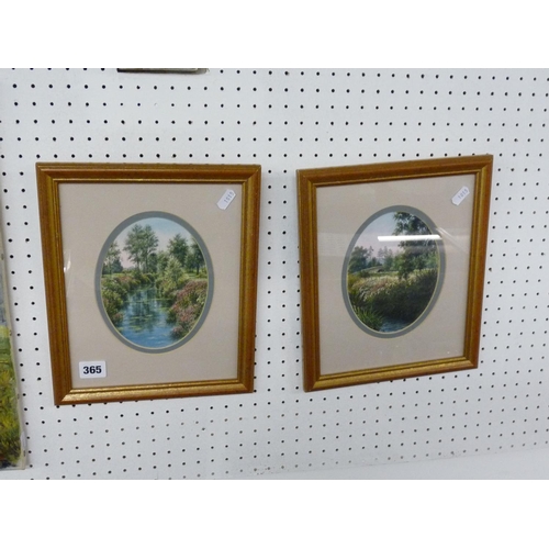 365 - Pair of Framed watercolour of river views signed Michael J Petterson