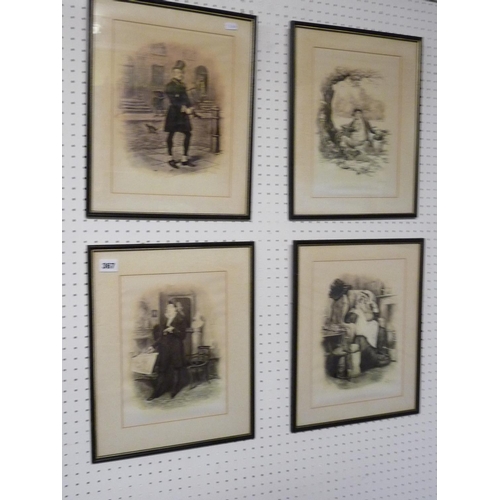 367 - Set of 4 Dickensian type prints framed