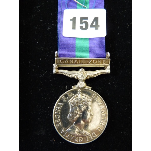 154 - Elizabeth II Service Medal for 22702463 CFN J F Lusiginani REME with Canal Zone Bar