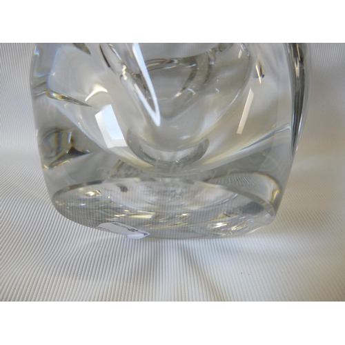 22 - Daum of Nancy France Clear glass vase of swirl design with engraved mark to base, 10cm in Height.