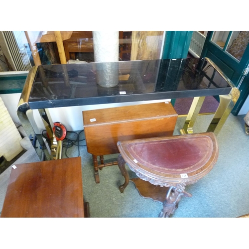 304 - Interesting 20thC Brass framed side table with drop in Marble top