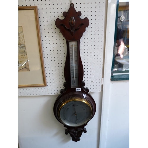 214 - Edwardian Mahogany framed barometer