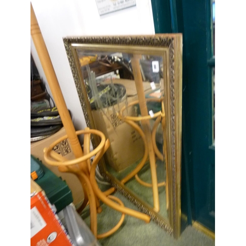 66 - Gilt Framed Etched Mirror with Ship decoration