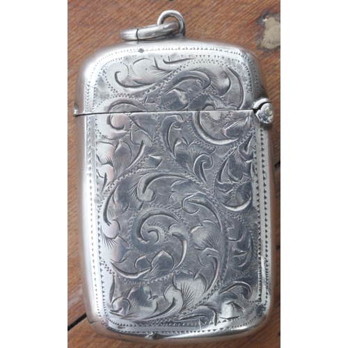 100 - Solid Silver Vesta Case by Joseph Gloster 1897  (J.G into a rectangle) Lion Silver Works, Hockley Hi... 