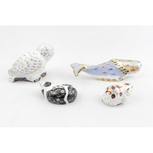 15 - Collection of Royal Crown Derby Paperweights Oceanic Whale Collectors Guild, Snowy Owl Collectors Gu... 