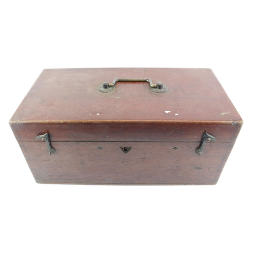 48 - W Biles of London Brass Microscope in fitted Mahogany case with Lenses and accessories