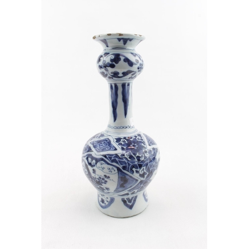 5 - 19thC Dutch Delft knobbelvase of Baluster form in Chinese decoration 25cm in Height. Condition - Som... 