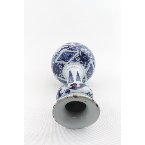 5 - 19thC Dutch Delft knobbelvase of Baluster form in Chinese decoration 25cm in Height. Condition - Som... 