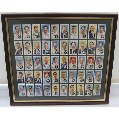 75 - Four Framed Set of 1930's Cricket Cigarette Cards, Players Cricketers Caricatures by 