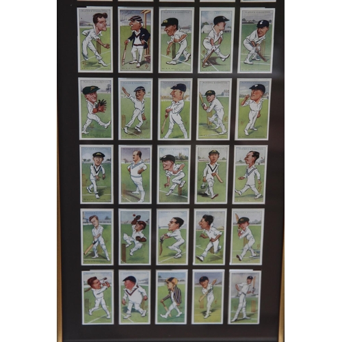 75 - Four Framed Set of 1930's Cricket Cigarette Cards, Players Cricketers Caricatures by 