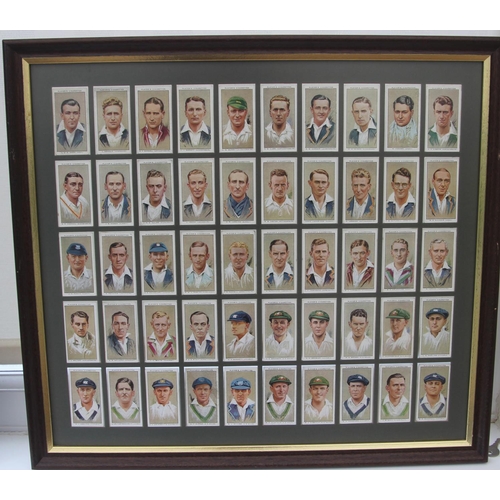 75 - Four Framed Set of 1930's Cricket Cigarette Cards, Players Cricketers Caricatures by 