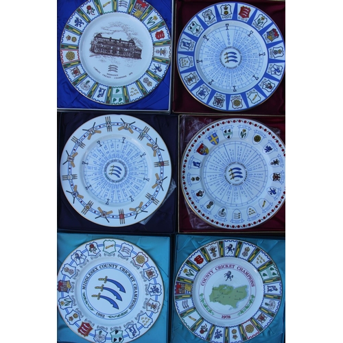 81 - Twelve Boxed Coalport etc China Commemorative County Championship Cricket Plates: Worcestershire 198... 