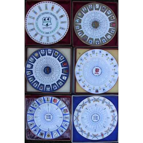 81 - Twelve Boxed Coalport etc China Commemorative County Championship Cricket Plates: Worcestershire 198... 