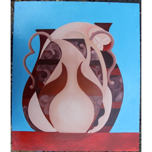 94 - Two Surrealist Oil on Board Paintings, 