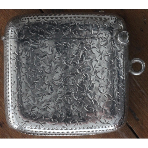 98 - Soild Silver Curved Vesta Case by Joseph Gloster 1900  (J.G into a rectangle) Lion Silver Works, Hoc... 