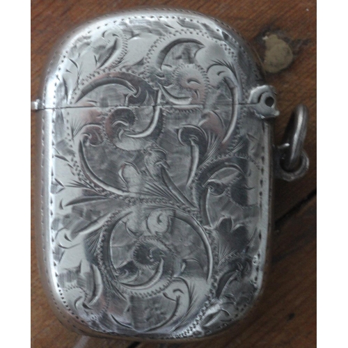 99 - Solid Silver Vesta Case by makers P&S 1898 hallmarked Birmingham 1898