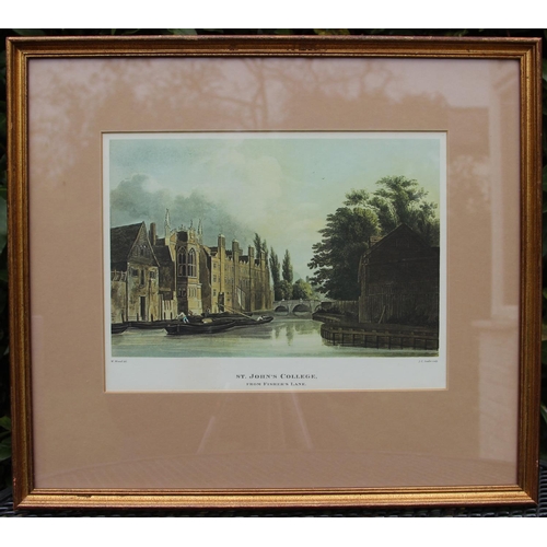 96 - Five Large Framed Prints from The History of the University of Cambridge 1815 1. William Westall (17... 