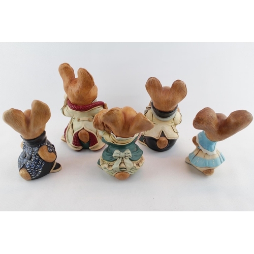 106 - Collection of 5 Blow Up Pendelfin figures 'Father Rabbit', 'Mother Rabbit', Uncle Henry', Mother & B... 