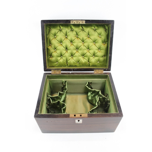 108 - Late 19thC Ladies Walnut Sewing box with fitted interior and mother of Pearl Escutcheon dated 1895