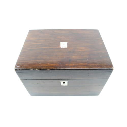 108 - Late 19thC Ladies Walnut Sewing box with fitted interior and mother of Pearl Escutcheon dated 1895