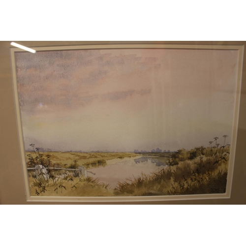 331 - Peter Gill 20thC, 3 Framed and mounted watercolours of Fenland river scenes