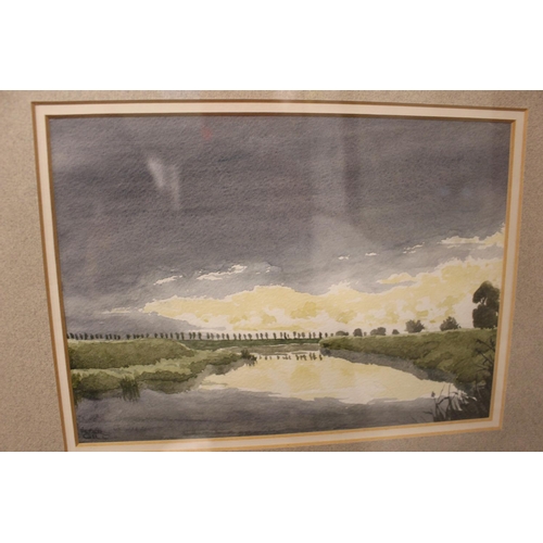 331 - Peter Gill 20thC, 3 Framed and mounted watercolours of Fenland river scenes