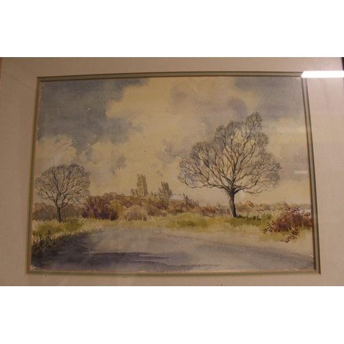 332 - Peter Gill 20thC, 4 Framed and mounted watercolours of Ely Cathedral and 3 other Fenland scenes