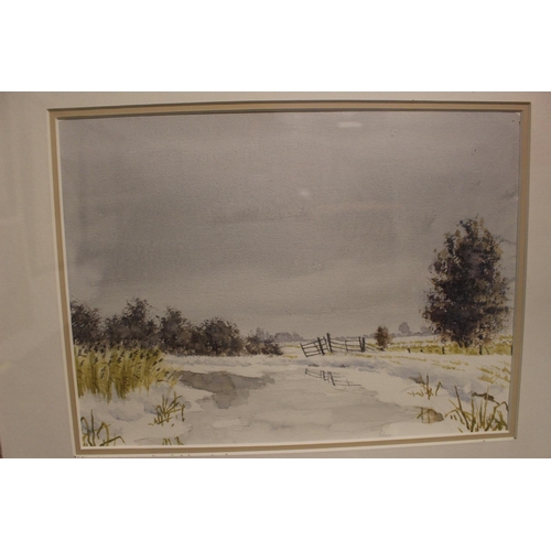 332 - Peter Gill 20thC, 4 Framed and mounted watercolours of Ely Cathedral and 3 other Fenland scenes