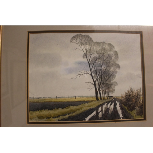 332 - Peter Gill 20thC, 4 Framed and mounted watercolours of Ely Cathedral and 3 other Fenland scenes