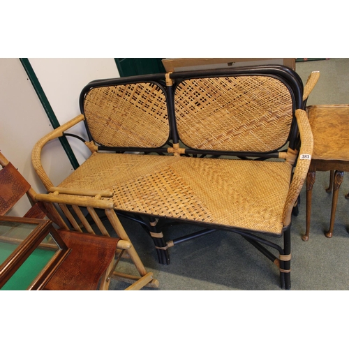 383 - 20thC Colonial style caned 2 seater conservatory Elbow seat