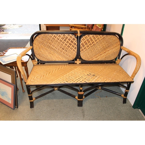 384 - 20thC Colonial style caned 2 seater conservatory Elbow seat