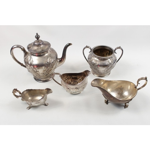 108 - Collection of 19thC and later Silver plated tableware inc. Sauce Boat, Biscuit Barrel etc