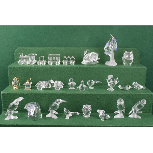 Large collection of Swarovski Crystal Animals and figures some boxed inc.  Train set, Motorcar and Bi