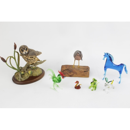 108 - Collection of glass animals. Country Artist Owl and another figure