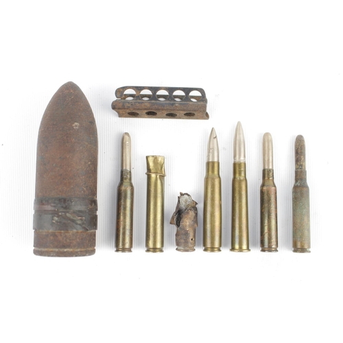 220 - Bullets and a Larger example dated 1942 possibly from a tank, all found on El Alamein battlefield