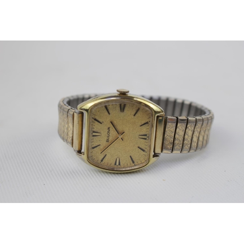 324 - Bulova Shaped face wristwatch on expanding bracelet