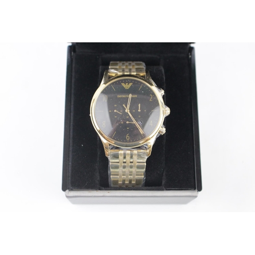 329 - Boxed Gents Emporio Armani gilt cased wrist watch